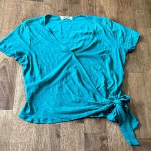 AVAH Elegant Teal Wrap Blouse
